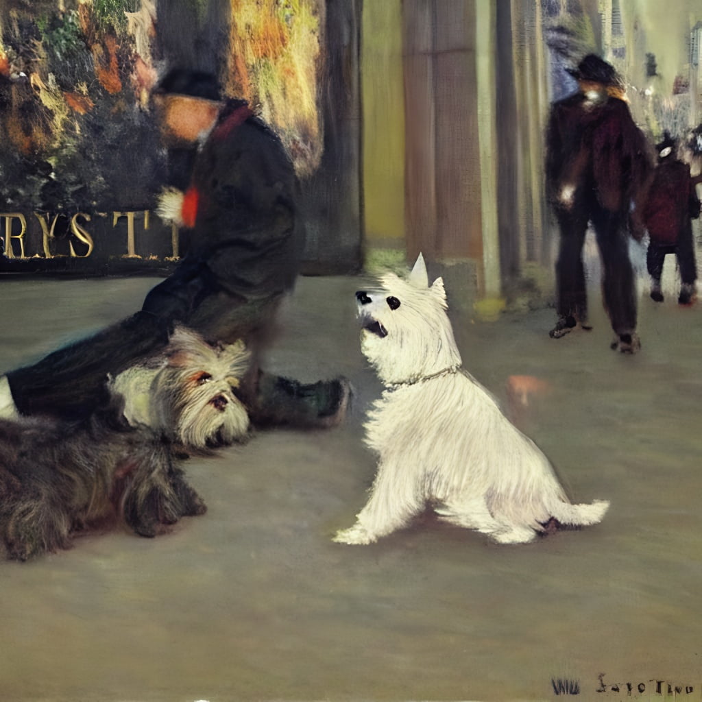 WestiDogWatcher's tweet photo. On the street #doglover #westie #oilpainting https://t.co/q7Fgn9zPtB