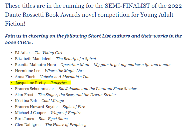 JacquiPretty's tweet photo. Guess who made it to the short list in the @ChantiReviews #CIBAs book award! 🍾🎉
 
https://t.co/b9u4fiGcy8 https://t.co/T7flUqjUYM