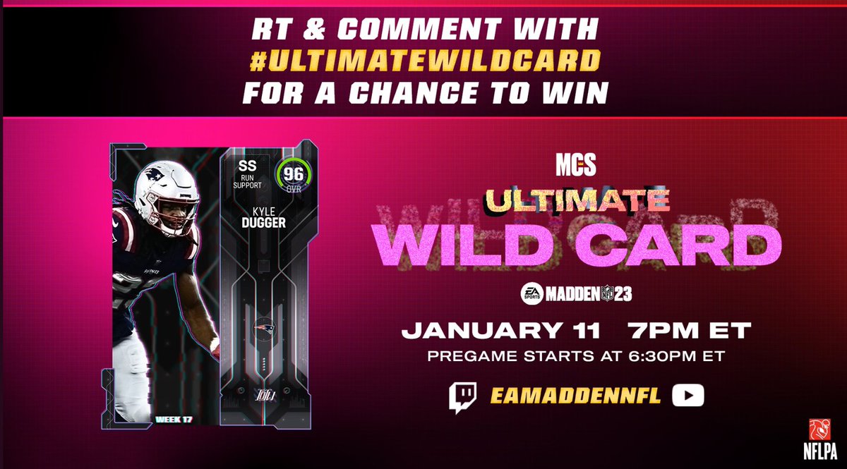 The #UltimateWildcard is going down TONIGHT! A belt will be won! For a chance to win this card all you have to do is follow, rt, and comment! Goodluck! Make sure to watch tonight!

twitch.tv/eamaddennfl