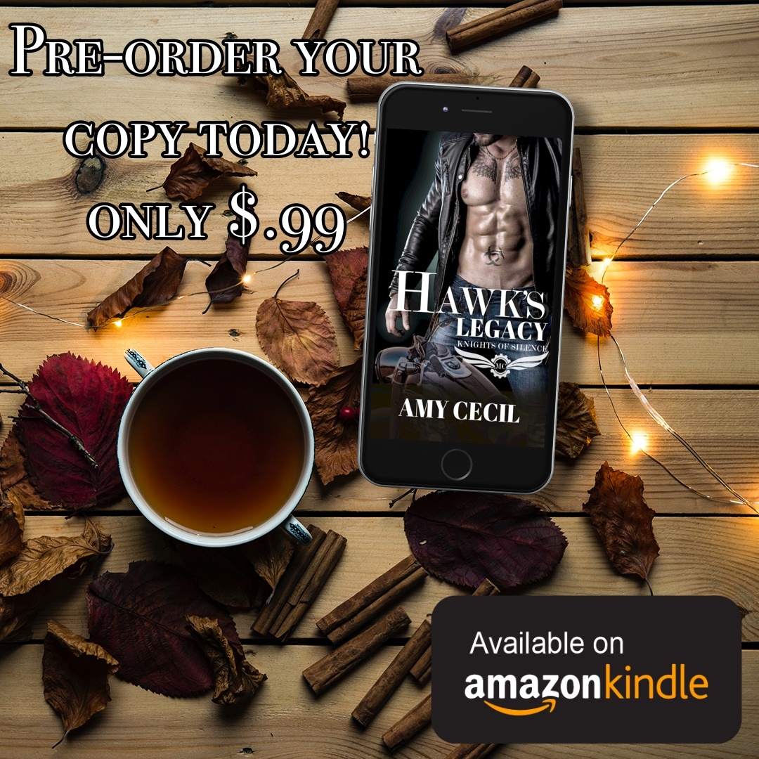 Pre-order your copy today at the special pre-order price of $.99!

#AMYSSTREETGIRLFORLIFE #AmyCecil #acecil #romanceauthor #author #indieauthor #romancereads #romancebooks #bookseries #motorcycleclub #MCRomance 

books2read.com/HawksLegacy