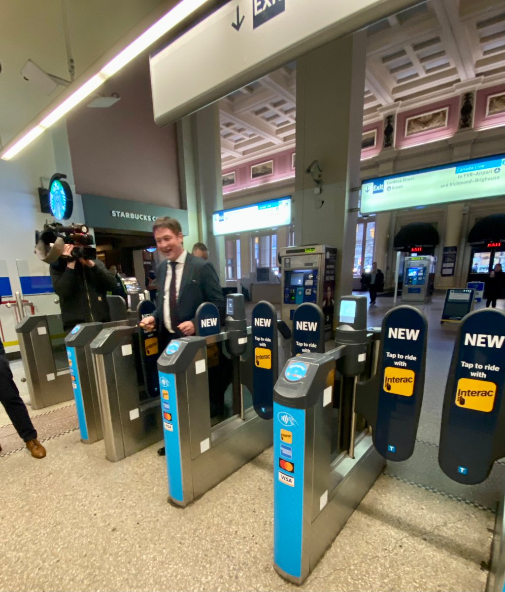 Rob_Fleming's tweet photo. Last week @TransLink was ranked Canada's #1 transit system and today we added another 1st in Canadian customer convenience: @INTERAC touchless debit payment. Fast, easy, convenient. Another step forward - like free transit for kids 12 &amp; under - to rebuild transit ridership! https://t.co/m5HYQxl1wo