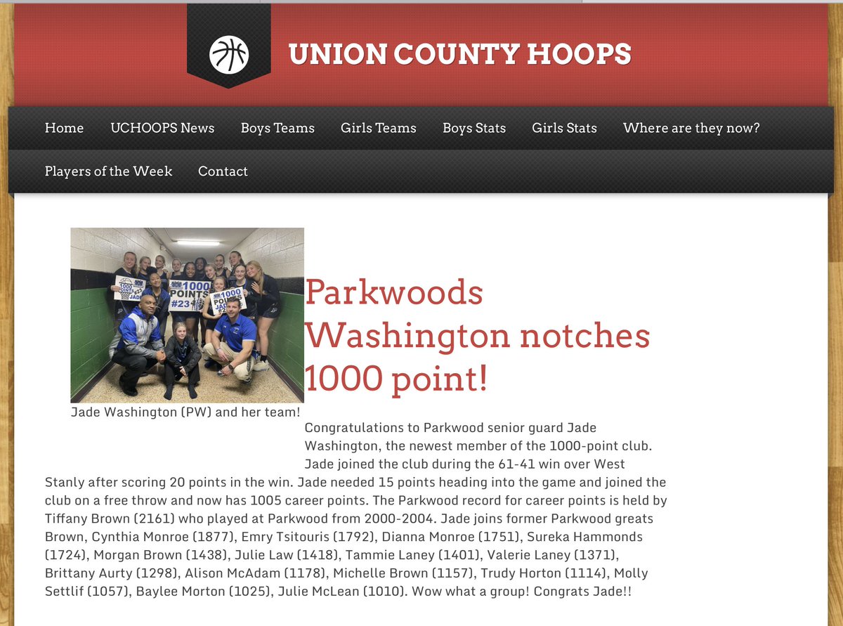 Union County Hoops, Football, Baseball & Softball (@uchoops) on Twitter photo Parkwood's Jade Washington joins the 1000 point club!
<a href="/ParkwoodHSNC/">Parkwood High School</a> @PWHSathletics <a href="/pwhsgrlsbball/">Parkwood Lady Wolf Pack Bball</a>
<a href="/AllstarJade5/">Jade Washington</a>
unioncountyhoops.com Parkwood's Jade Washington joins the 1000 point club!
<a href="/ParkwoodHSNC/">Parkwood High School</a> @PWHSathletics <a href="/pwhsgrlsbball/">Parkwood Lady Wolf Pack Bball</a>
<a href="/AllstarJade5/">Jade Washington</a>
unioncountyhoops.com