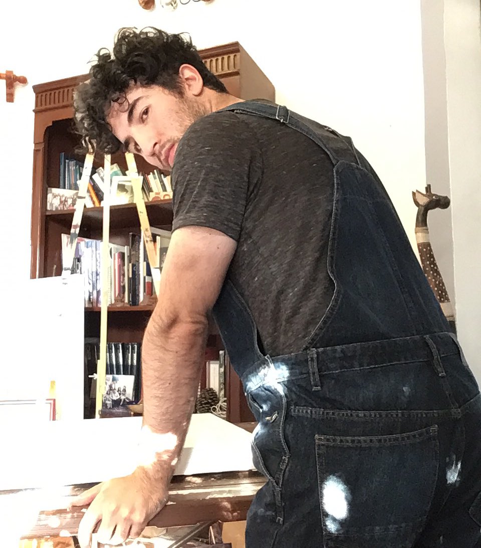 LavaniegosPablo's tweet photo. Aquí preparando unas telas para pintar https://t.co/m0ij03d9RV