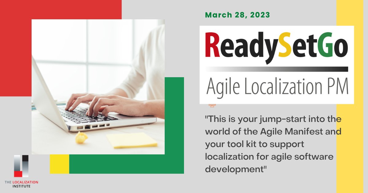 LocInstitute's tweet image. 👉🏼 #ReadySetGo: Agile Localization PM Class #agile #agilelocalization
📌 What terms, techniques, and tools one should know about? Join us!
localizationinstitute.com/course/readyse…
#localization #projectmanagement #L10n