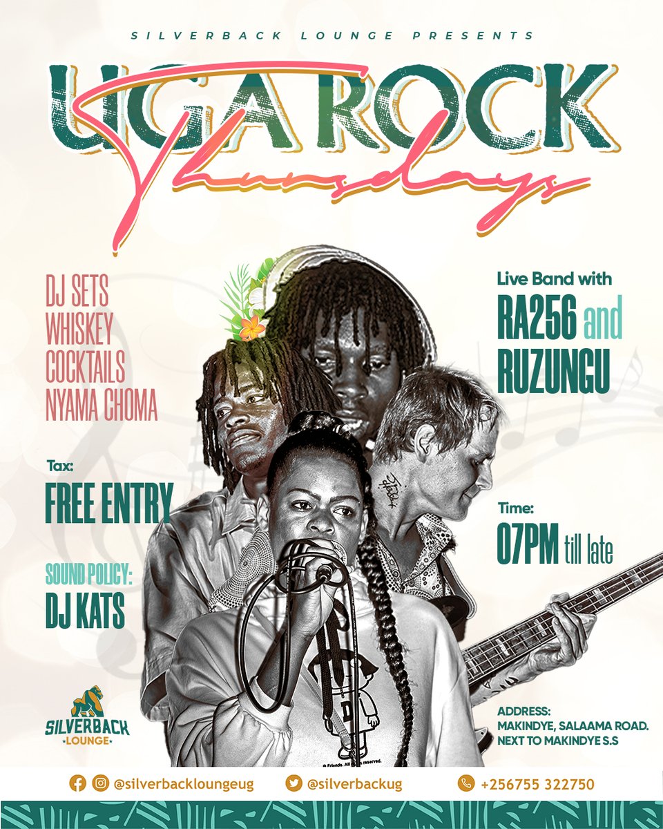 Thursday #UgaRock Night tonight with @RA256ug  and Ruzungu
Starting 7:00pm 

FREE ENTRY
#thepeakofenjoyment #livebandmusic #loungemusic