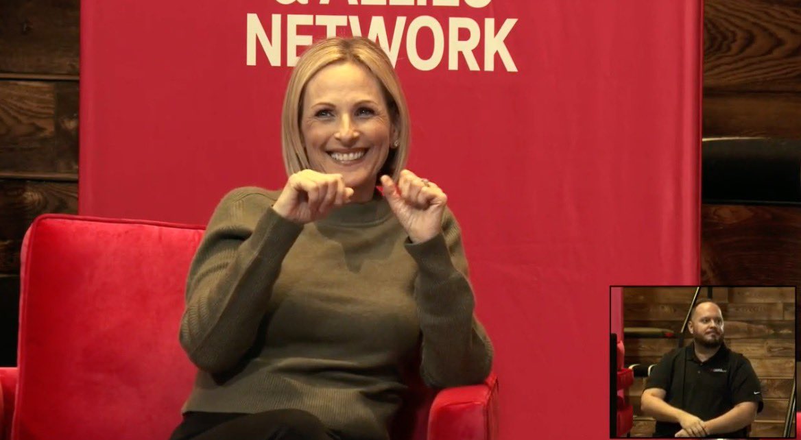 JonFreier's tweet photo. The @TMobile team just got treated to a great conversation on accessibility with @MarleeMatlin! Loved her in CODA and I really love her perspective. https://t.co/LAXHfkDVZY