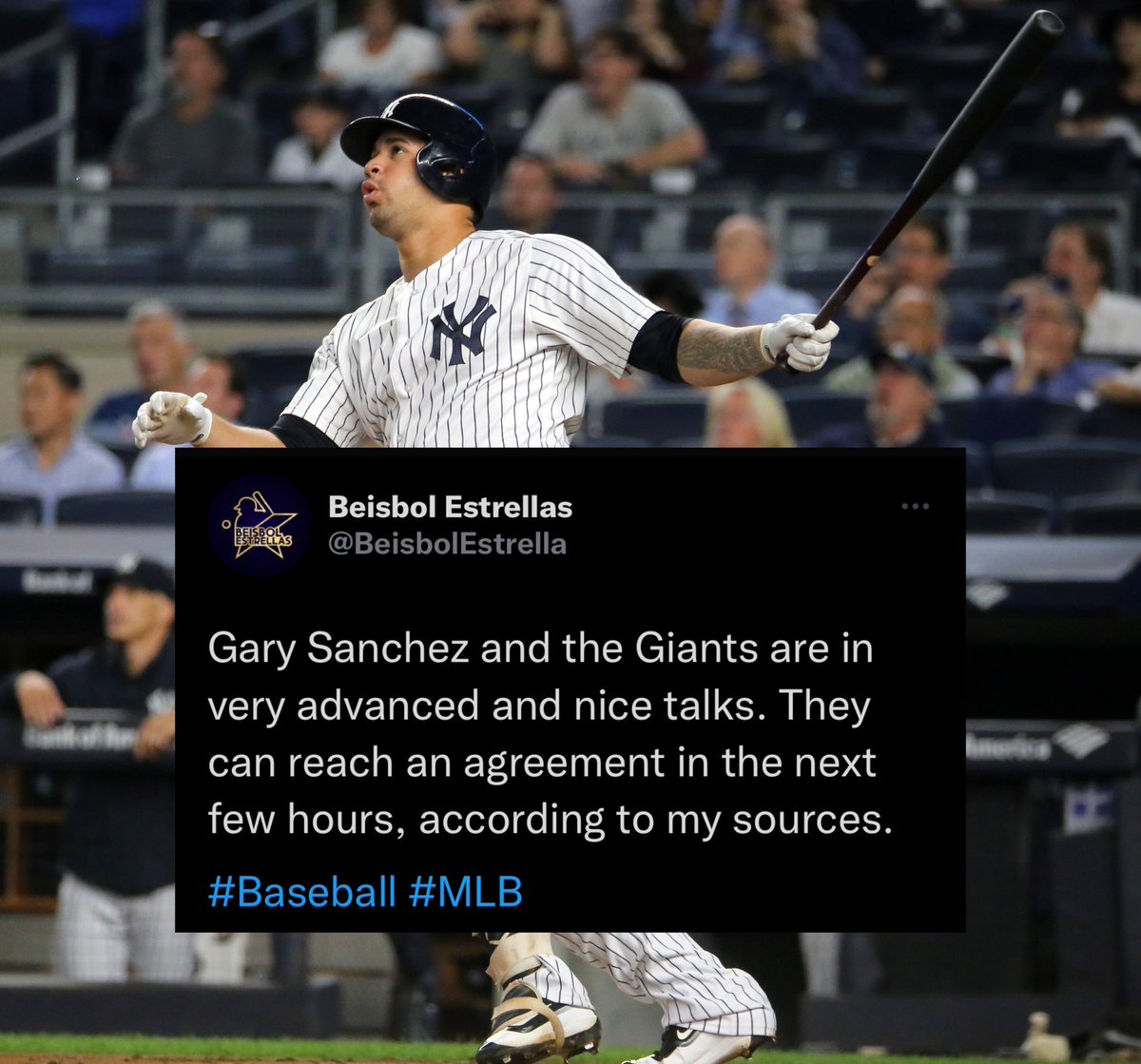 Giants are in “deep discussions” with Gary Sanchez about a deal per Beisnol Estrellas #mlbrumors #garysanchez #SFGiants
