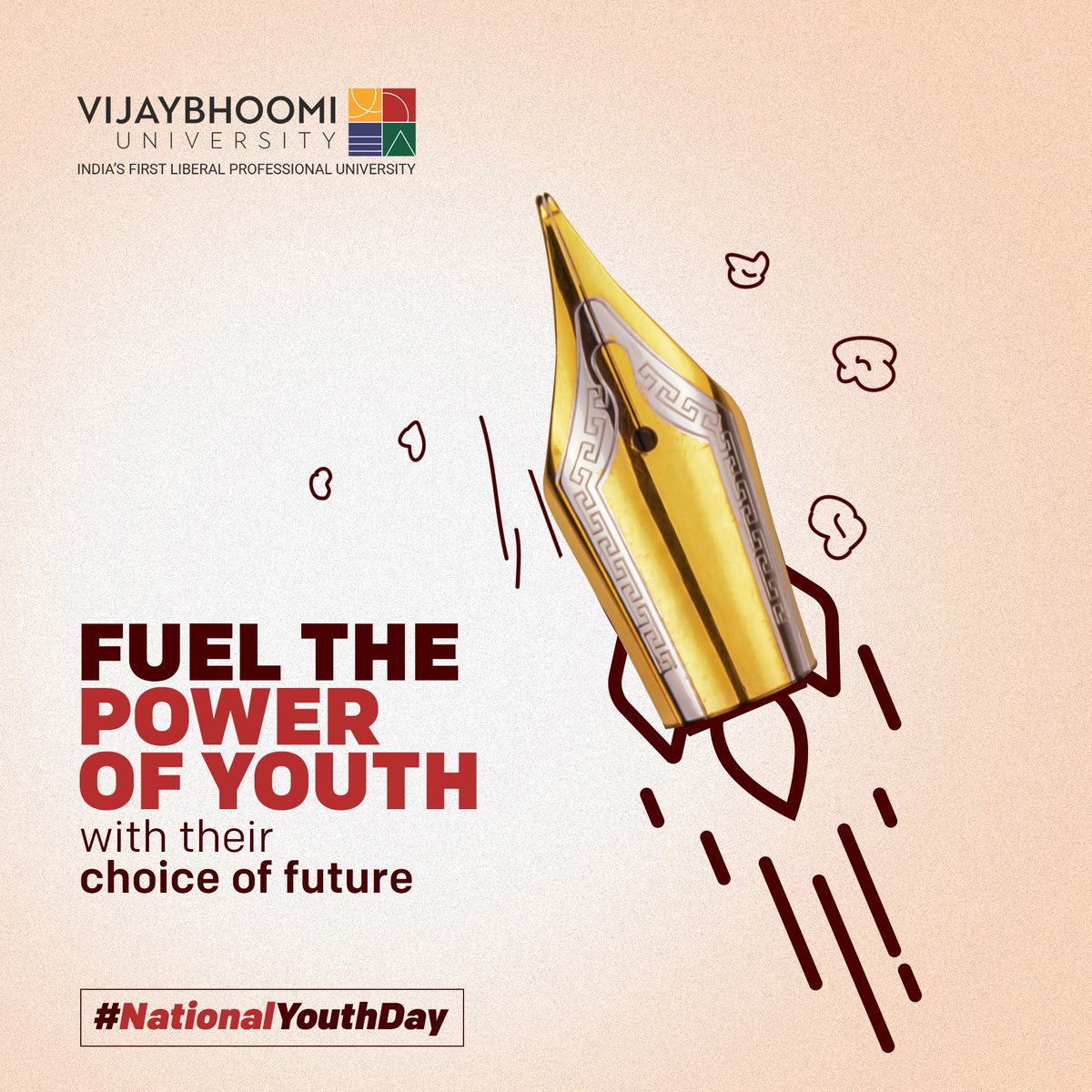 Vijaybhoomi_Uni's tweet photo. Discover your own path & fuel your passion for society's greater good. Uphold the spirit of youthful freedom.
#NationalYouthDay
#VijayBhoomi #youthday #youthday2022 #NationalYouthDay2022 #youtharethefuture #youtharethechange #momentmarketing #SwamiVivekanandaJayanti https://t.co/VrG4w5udir