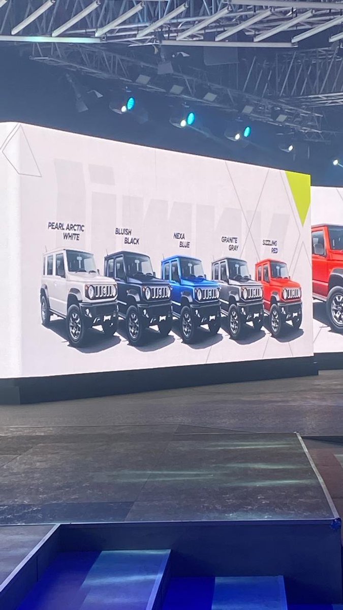 ExpressDrives's tweet photo. The new @Maruti_Corp Jimny will be available in 5 colour options @AEMotorShow 
#AutoExpo2023 #AutoExpowithFE https://t.co/5vC5JwJG1R
