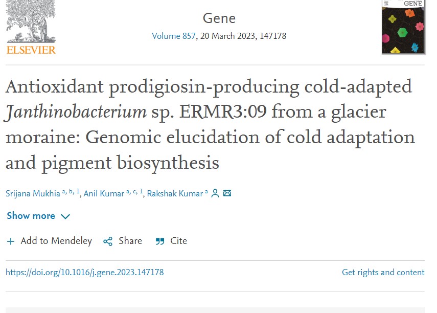 Delighted to share our recent article published in the journal Gene, where we reported the first complete genome sequence of red prodigiosin-producing Janthinobacterium sp. ERMR3:09 strain. The full article can be accessed at lnkd.in/dRCtrgmz