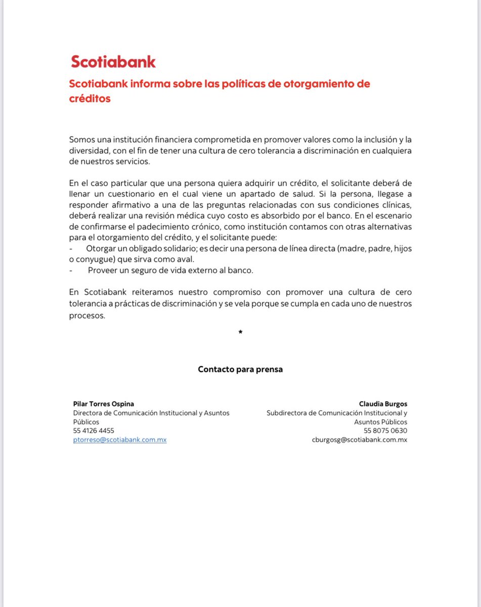 BrendaCrabtreeR's tweet photo. Derivado de este tuit, me buscaron por varias vías, personas de @ScotiabankMX y me enviaron su “posicionamiento oficial” que aquí muestro y al respecto comento en el siguiente 🧵 👇🏾 https://t.co/xQpoKCiQJK