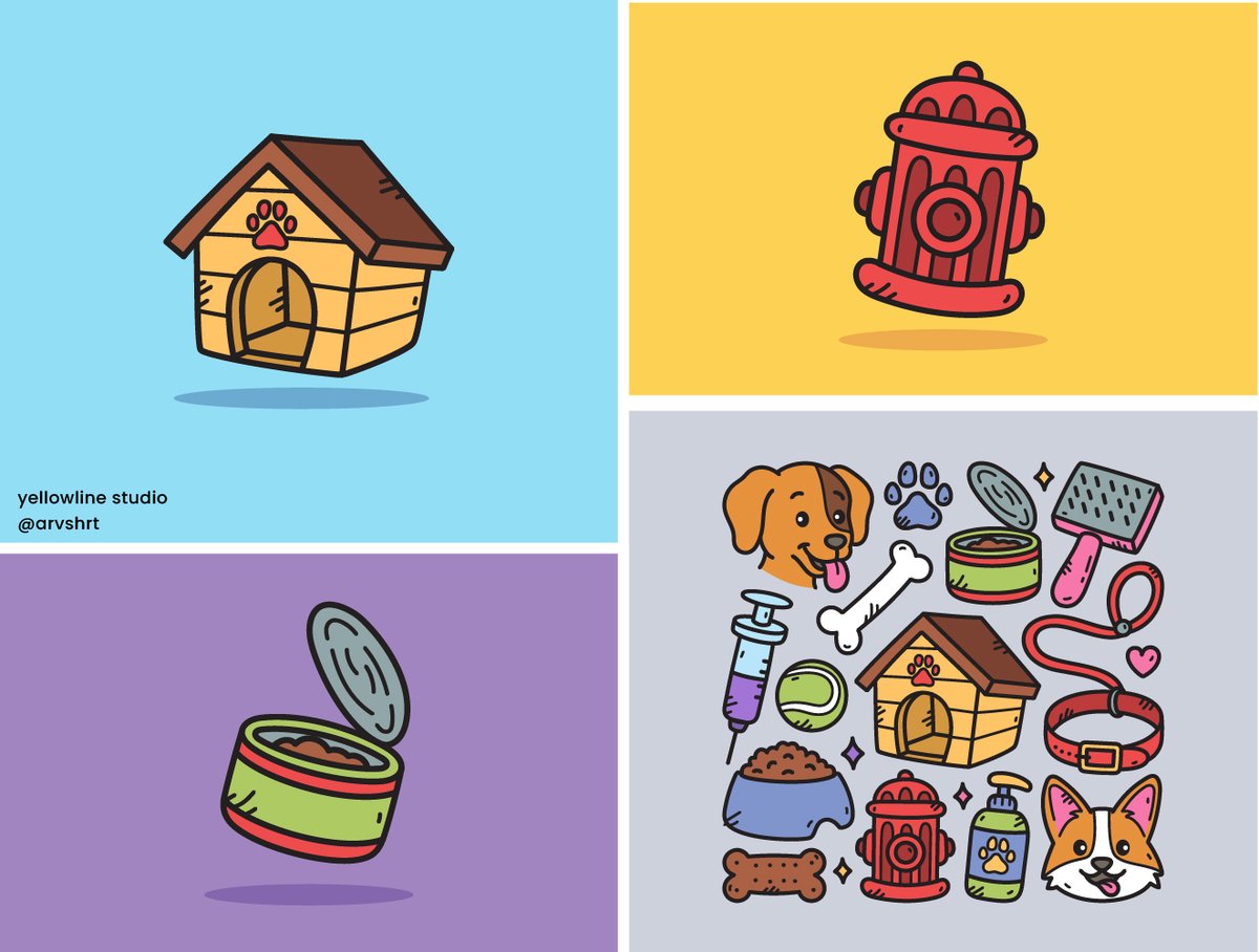Pet Shop doodle set 🐶🏠

We are available for commission project!

#flatdesign #vectorillustration #adobeillustrator #designinspiration #flatart #graphicdesignui #graphicartist #uidesign #drawing #icondesign #digitalart #logo #digitalartist #doodle #pet #dog #petshop #doglogo
