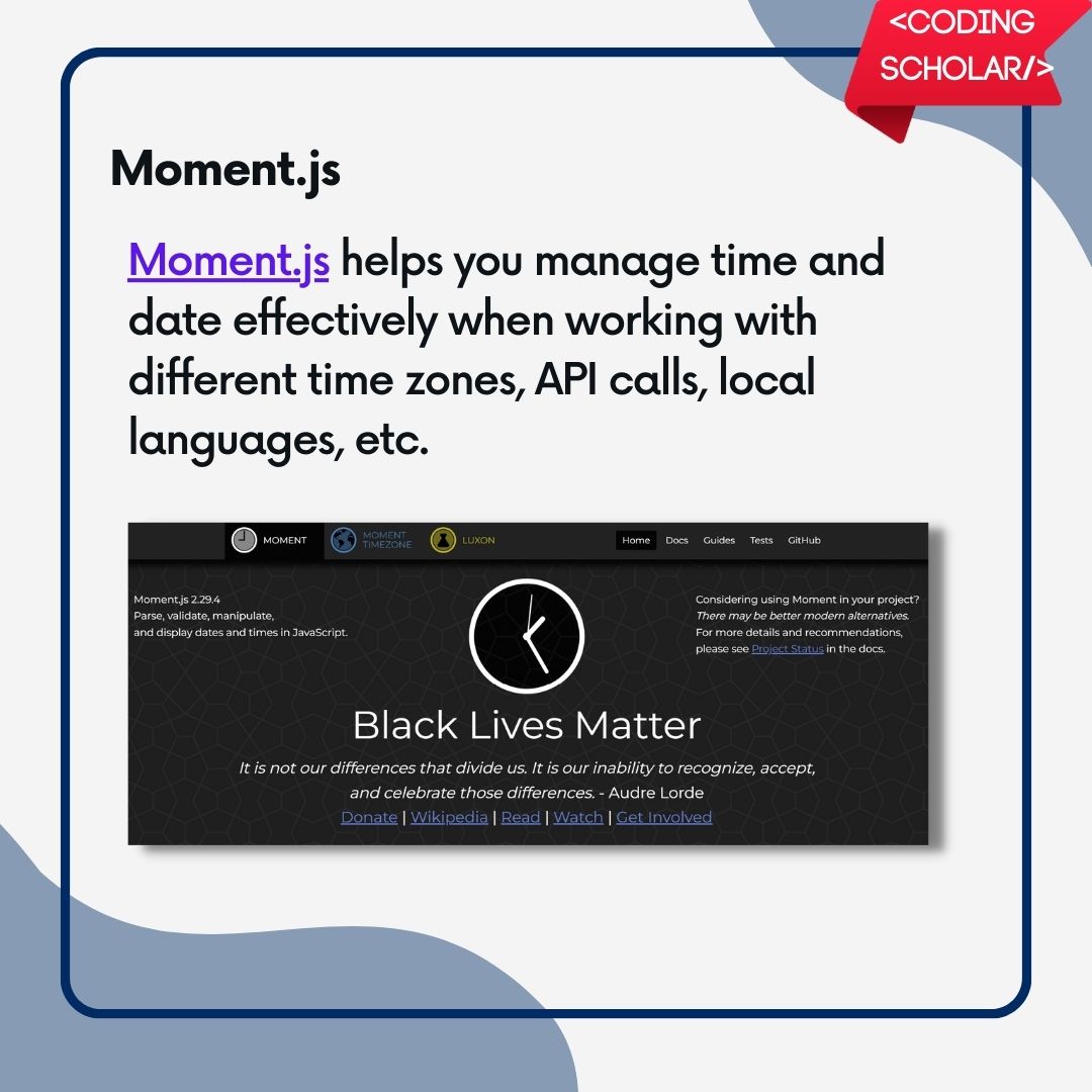coding_scholar's tweet photo. Useful JavaScript Libraries 🔥
Follow @coding_scholar  for such more content 😊
#coding #programming #codingscholar #100daysofcode #javascript #html #css #js #Webdesign  #frontenddeveloper #backenddeveloper #codingchallenge #fullstackdeveloper #webdeveloper https://t.co/RWNnKeEoKp