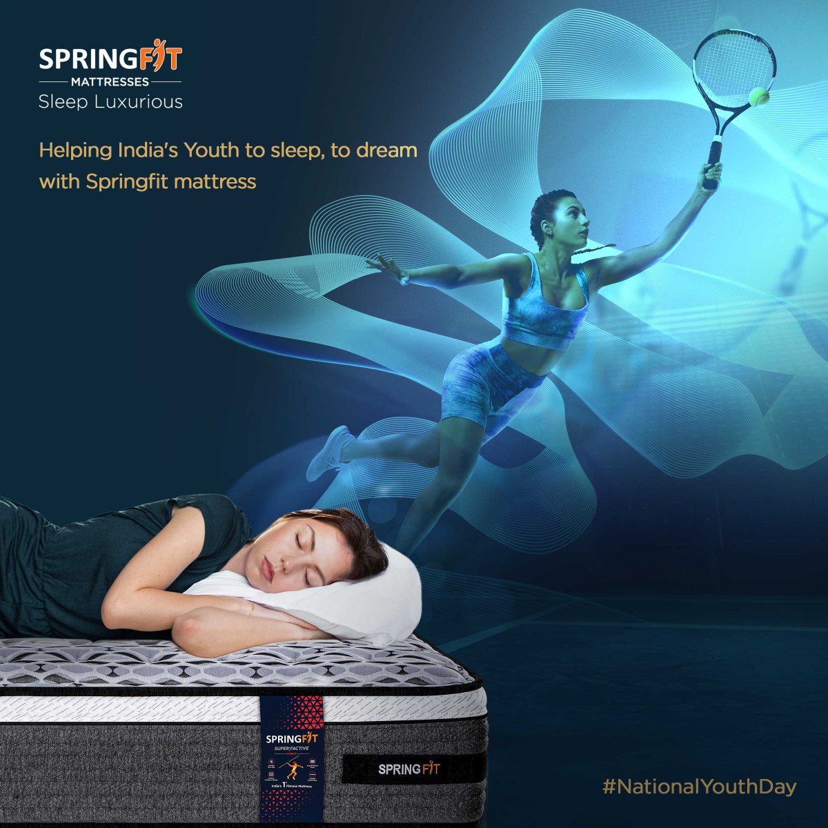 SpringfitSleep's tweet photo. Helping India's #Youth to sleep, to dream with #Springfit mattresses
.
.
.
#springfitmattresses #Springfit #Premiummattressbrand #PremiumMattress #Nationalyouthday
.
.
.
.
.
.
.
𝗖𝗵𝗲𝗰𝗸 𝗼𝘂𝘁 𝗼𝘂𝗿 𝗺𝗮𝘁𝘁𝗿𝗲𝘀𝘀 𝗰𝗼𝗹𝗹𝗲𝗰𝘁𝗶𝗼𝗻 𝗮𝘁 https://t.co/91bHSgD82K https://t.co/f83VM34zAa