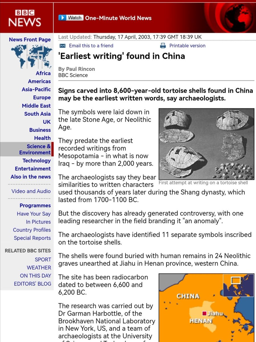 thinking_panda's tweet photo. Not only the "earliest writing", but also the oldest playable musical instruments found at Jiahu site in China.
Of course, for you, you always have reasons not to recognize the great history of China.
For example, BBC was not professional enough and Nature was bought by the CPC. https://t.co/PmWdlT7sfw