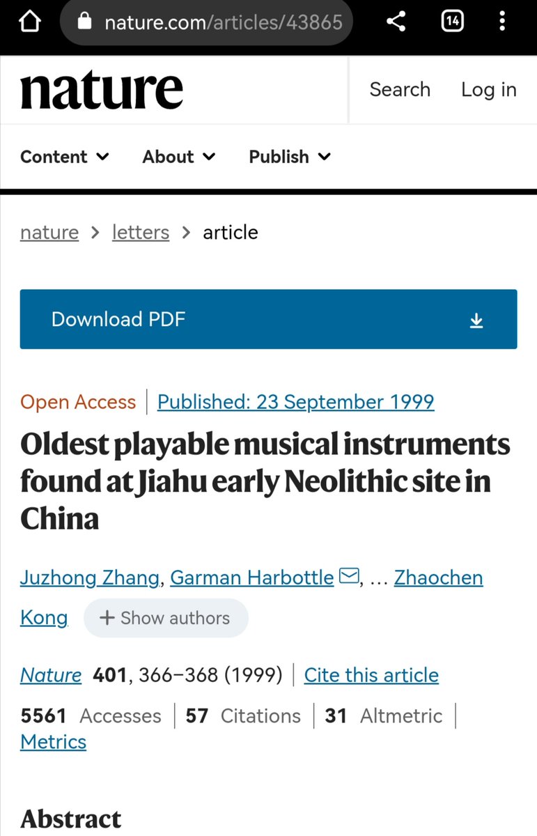 thinking_panda's tweet photo. Not only the "earliest writing", but also the oldest playable musical instruments found at Jiahu site in China.
Of course, for you, you always have reasons not to recognize the great history of China.
For example, BBC was not professional enough and Nature was bought by the CPC. https://t.co/PmWdlT7sfw