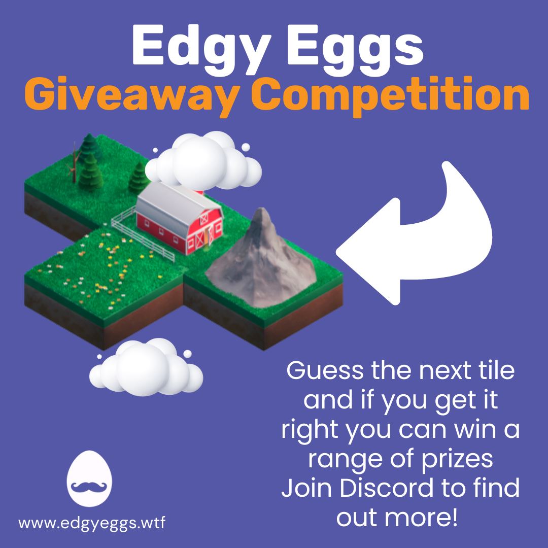 EdgyEggsAvax's tweet photo. GUESS THE NEXT TILE CONTEST! 
See Photo for Rules

Random Prizes:
Roostr &amp; Farmland NFT
#EdgyEggs
$Feed $Worm $Egg Token
#AVAX  $USDC

To Enter:
🥚Retweet this Tweet
🥚Like
🥚Tag one Friend along w/ your GUESS of the Tile.
Ends 24hrs

Discord: https://t.co/OH3leZIIlt https://t.co/2r4YBftp7S