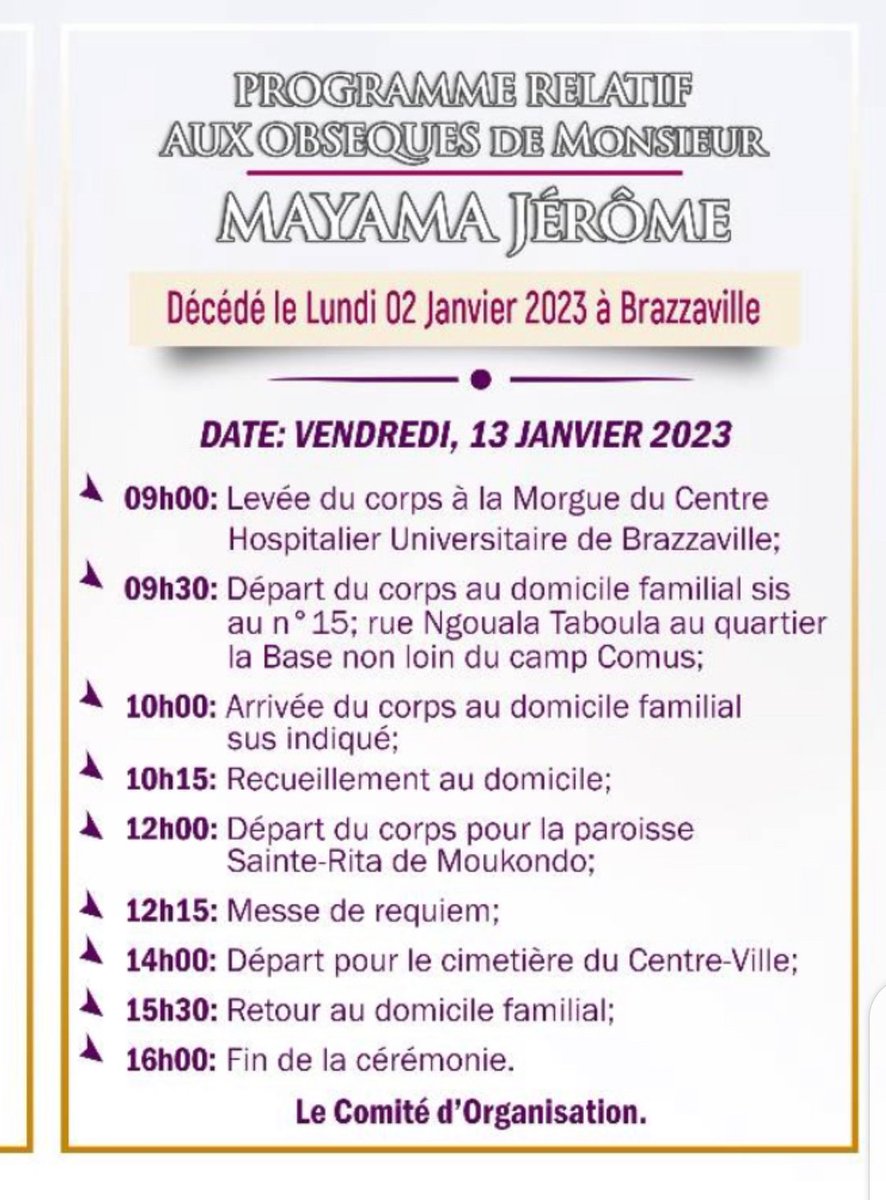 csspnigeria's tweet photo. Pa Jerome MAYAMA (our #SuperiorGeneral's dad) will be laid to rest tomorrow, Jan 13 in Congo Brazzaville. Fr. #AlainMayama CSSp humbly requests we remember his dad & the entire family in our Masses tomorrow. May Pa Jerome Mayama rest in peace. #Rip @US_Spiritans @Irish_Spiritans https://t.co/fdgIF498Iv
