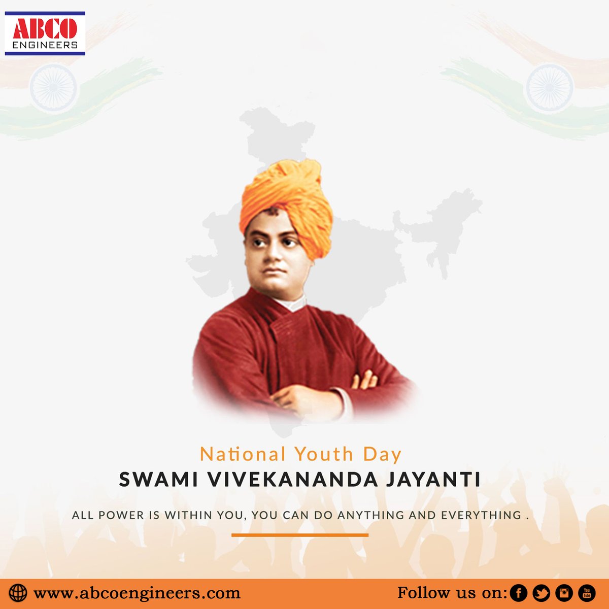 ABCOEngineer's tweet photo. “Arise, awake & stop not till the goal is reached.”
Happy National Youth Day..
#NationalYouthDay #YouthDay #youthday2022 #swamivivekananda #Swami #Vivekananda #CelebrateYouth #12january https://t.co/JcxfQNNi4U