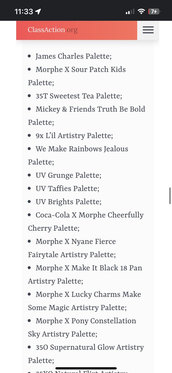 clawdeeyah_'s tweet photo. PSA to my makeup loving friends! Morphe is under a class action lawsuit for using non-FDA approved pigments in their palettes. If you own any of these products, keep them and see if you can get compensation from the lawsuit, especially if they caused you irritation: https://t.co/frCwG8VTQS