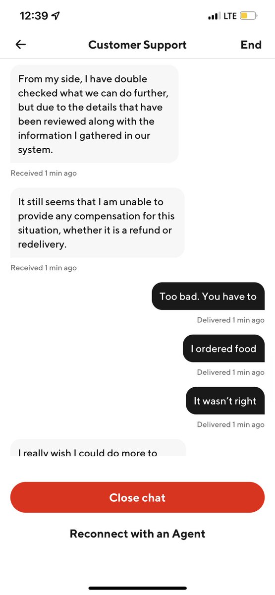 sphstctd_ignrnc's tweet photo. I’ll never ever use DoorDash again. Their customer service is an absolute joke. I was given an order with missing items, and their response is basically too bad. Don’t use Door Dash. THEY WILL ROB YOU LIKE THEY DID ME. Uber Eats is 20 times better. Use them. Trust me. @DoorDash https://t.co/wZkHWe560R
