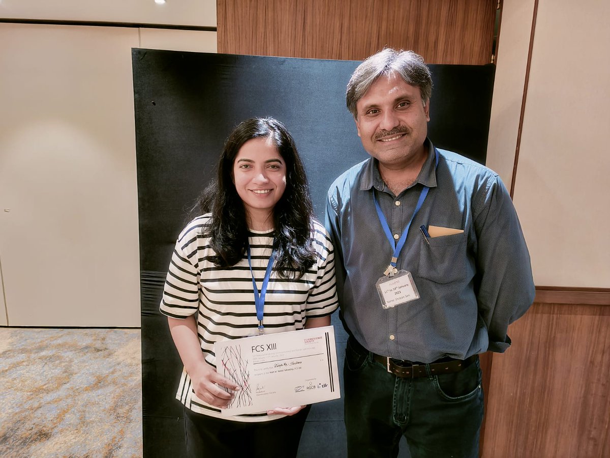 Heartiest congratulations to Deepika again for also winning the Watt W. Webb Fellowship of Rs. 50,000/- (International travel grant) from Fluorescence Society in FCSXIII in IISER Trivandrum yesterday for her poster presentation! Unbelievably happy day for all of us in SpecLab!