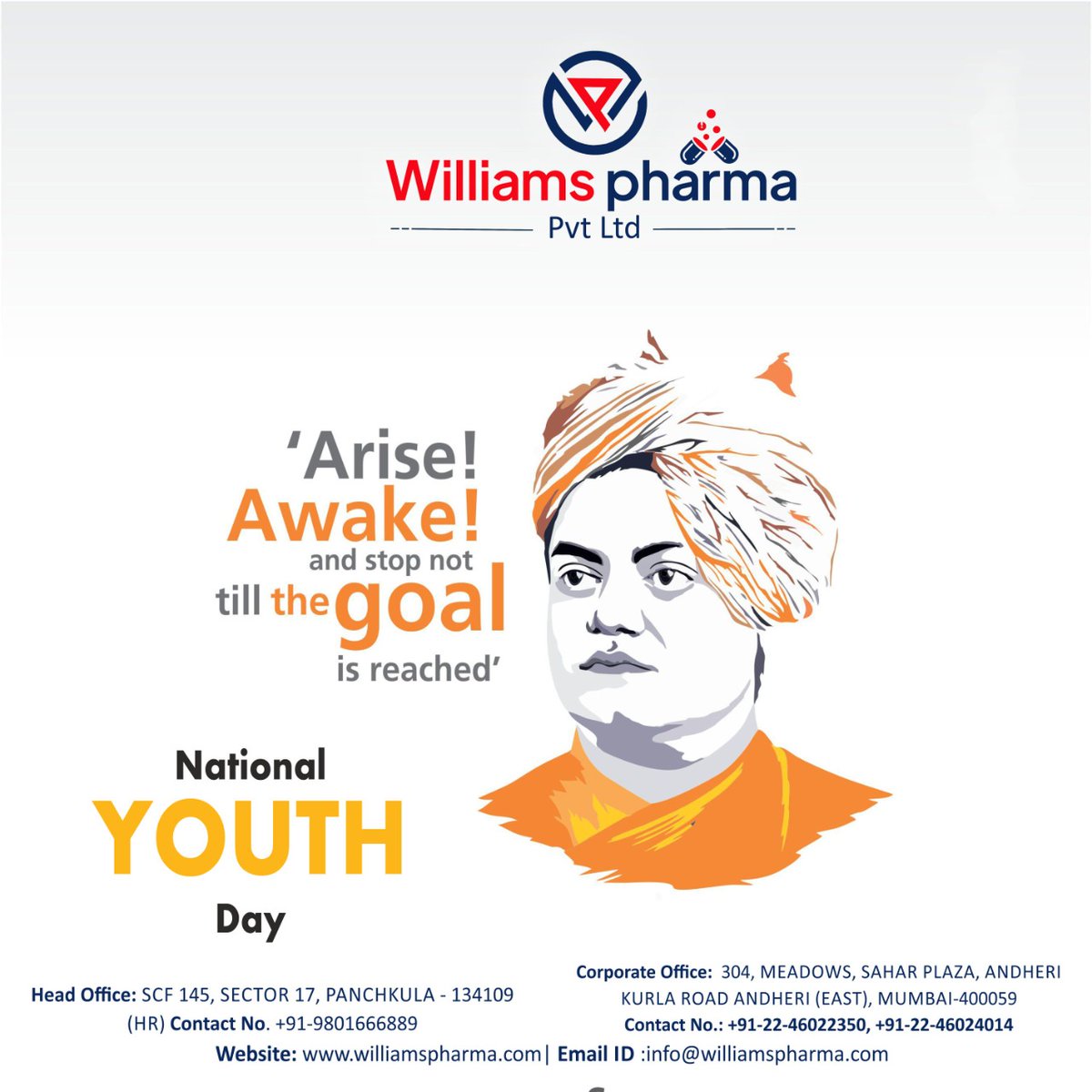WilliamsPharma5's tweet photo. National Youth Day

#NationalYouthDay #YouthDay #care #life #health #healthyliving #pharmaceuticals #pharma #pharmaceuticalindustry #medical #medicine #medicinecompany #Williams #williamspharma #bestpharmafranchisecompany #bestpharmacy #bestpharmainindia #BestInIndia #panchkula https://t.co/eBPbkM7PiD