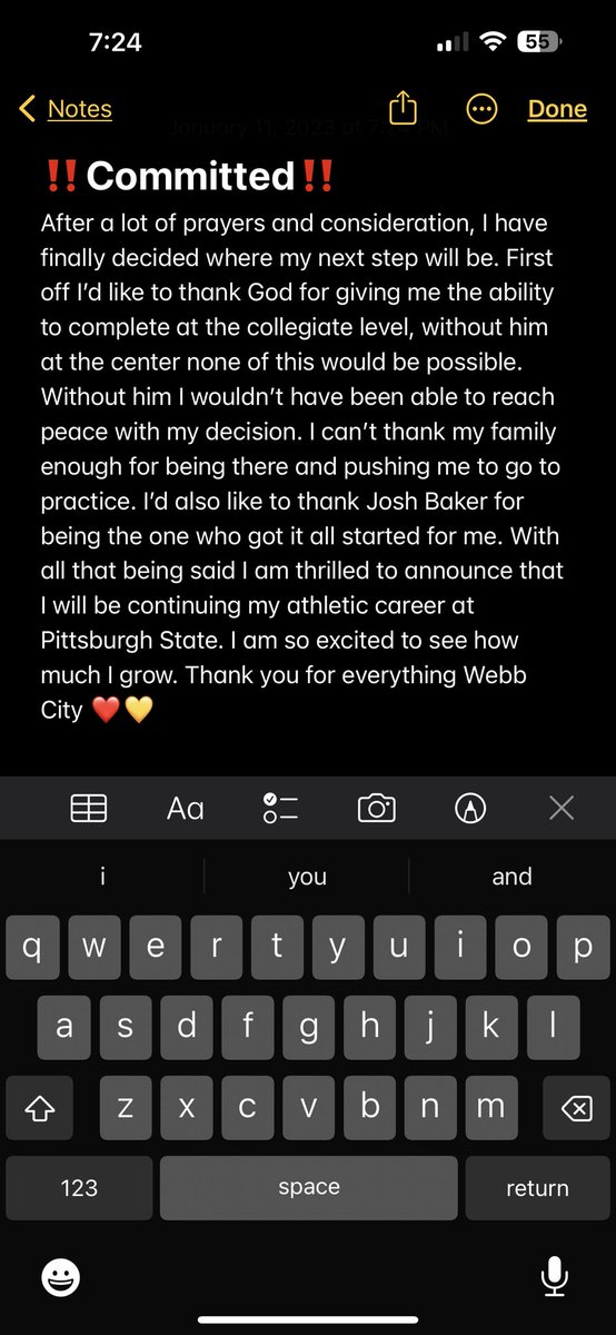 gsmizzzle's tweet photo. Committed‼️ Thank you Webb City, I couldn’t have ask for a better home! Excited for the next 4 years!💛❤️
@roderique @josrbakeh @DustinMillerTri https://t.co/umKUInWsws