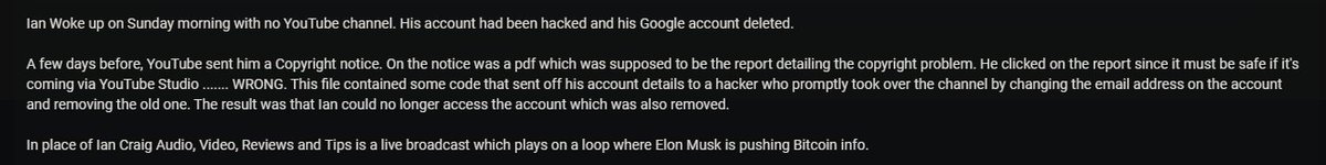 CalvinRomeyn's tweet photo. @TeamYouTube Update! I found another user who had this same issue. Confirmed it was the PDF that ran a script on his phone that go through the 2fa to take over his account. See below: https://t.co/4yb8x3zl3W