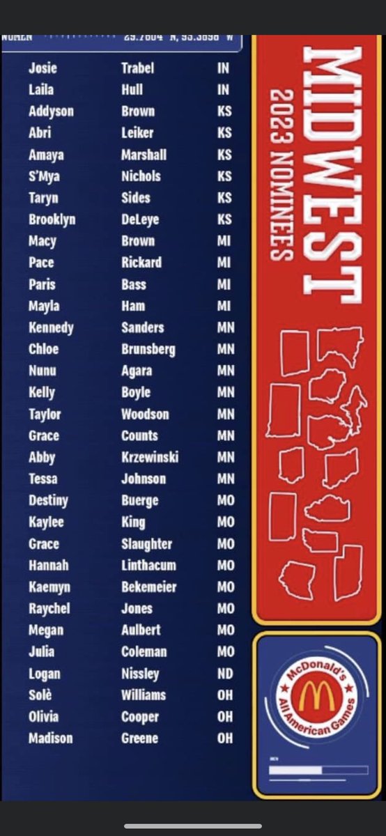 Congratulations <a href="/kayleeking32/">Kaylee King</a>! What an incredible accomplishment to be nominated for the McDonald’s All American Team!

<a href="/jmoore031/">Big 3 Athletics</a> <a href="/MyMoInfoSports/">KTJJ/KREI Sports</a> <a href="/scoreboardguy/">SCOREBOARD GUY</a> <a href="/semoball/">semoball.com</a> <a href="/McDonalds/">McDonald's</a> <a href="/missouri_sports/">Missouri Sports Network</a>