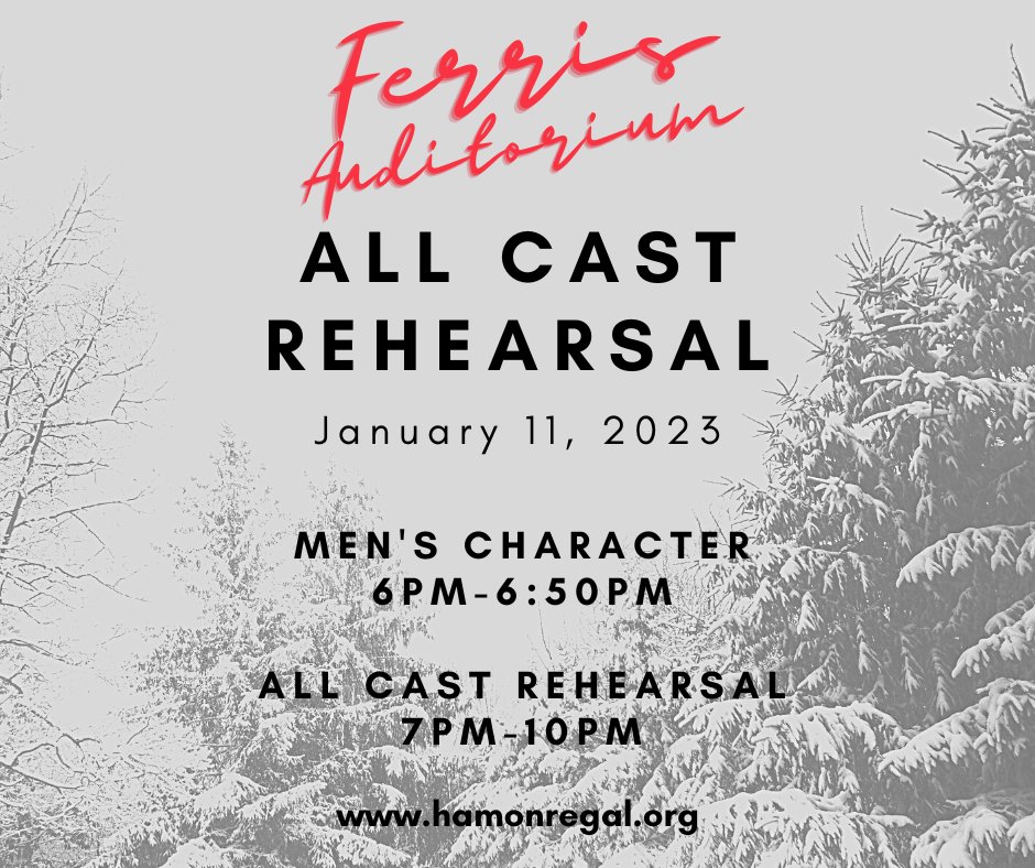 HamonRegal's tweet photo. All Cast rehearsal TONIGHT, Wednesday, January 11th at 7pm! Men's Character meets at 6pm. #Pigz4Kidz https://t.co/0NYfYuMSBr