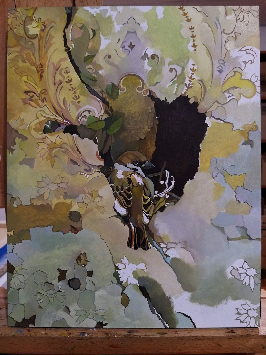 jolenelaiart's tweet image. Wip of &apos;Nestled&apos;. This new oil painting is for the &apos;RAIZ&apos; group exhibition that&apos;s coming up with @ThinkspaceArt at The Brand Library &amp;amp; Arts Center on January 21st.

More wips coming!

#JoleneLai #thinkspacegallery #Raiz #artShow #art #artwork #oilPainting #sparrow #bird #painting