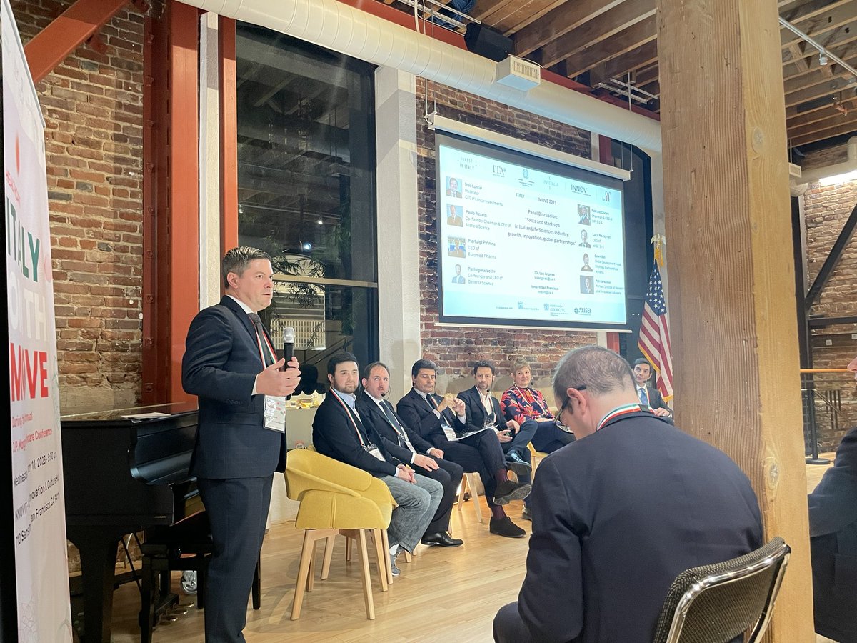 Energizing way to end a full day of meetings with #Italian entrepreneurs, investors and deep-tech companies… excited to see Italian talent showcased! Great panel including @pigiparacchi of @GenentaScience moderated by @bradloncar 🇮🇹 🇺🇸💥🧫🦠💊🔬