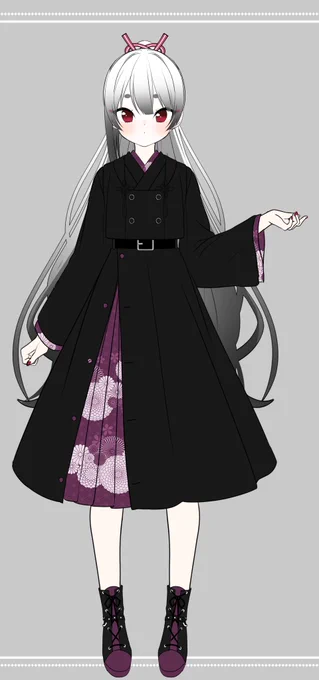 絵で描くといまいちパッとしない感じがするけど現実で着るとなるとビスチェは黒でも現代に溶け込めて可愛い…はず…!タッセルはピンとかで取り外し可能なので好きなブローチとか帯どめとか付けれたら幅広がっていいかなって…  