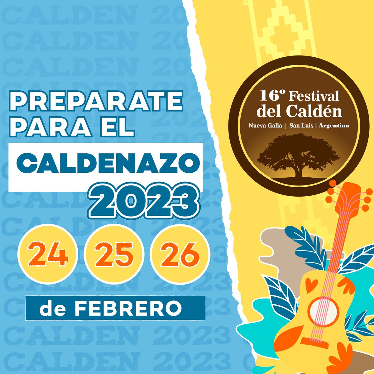 FestivalNCalden's tweet photo. ¿nos estabas extrañando? 👉🏻 ¡porque nosotros si! 🐴🌳

Nos tardamos un poquito, pero acá estamos ¡HAY CALDENAZO 2023! 

¡Este 24, 25 y 26 de febrero te esperamos en Nueva Galia! https://t.co/FOhFvubvWH