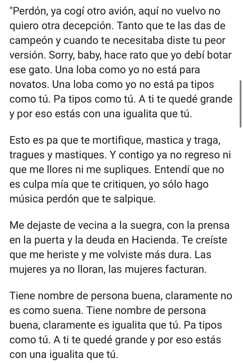 piedy_maria's tweet photo. Tremenda bomba 💣 de @shakira
Ha “copiado” con punto y seña mis palabras.
#Dedicable al 100%
“Cambiaste un Rolex por un Casio”
“Te quede grande”
“No se ni qué es lo que te pasó… no te distingo”
“Mucho gym, pero ya es hora de enfocarse en el cerebro”
“Me hiciste más fuerte” https://t.co/IoG4K1zqz4