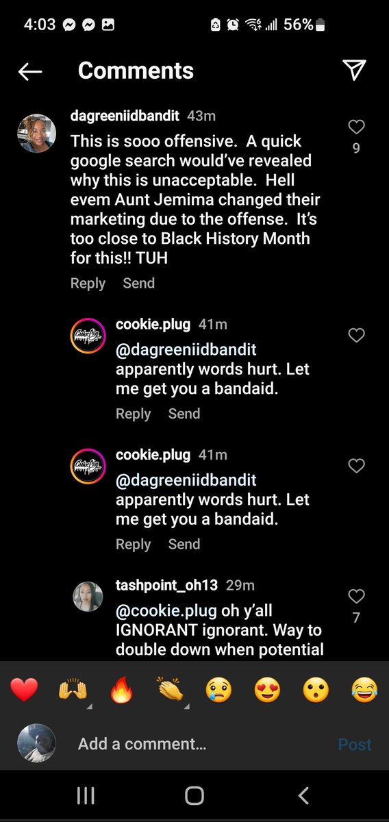 MeeRaeDoe's tweet photo. Cookie Plug Cookies (cookie.plug on instagram) really dismissed Black women and called them primitive when they were told "mammies" was an offensive term. https://t.co/sYNKmT66UM