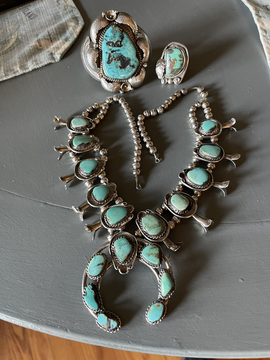 Super excited to have found these beautiful pieces today! #Turquoise #nativeamericanjewelry #navajojewelry