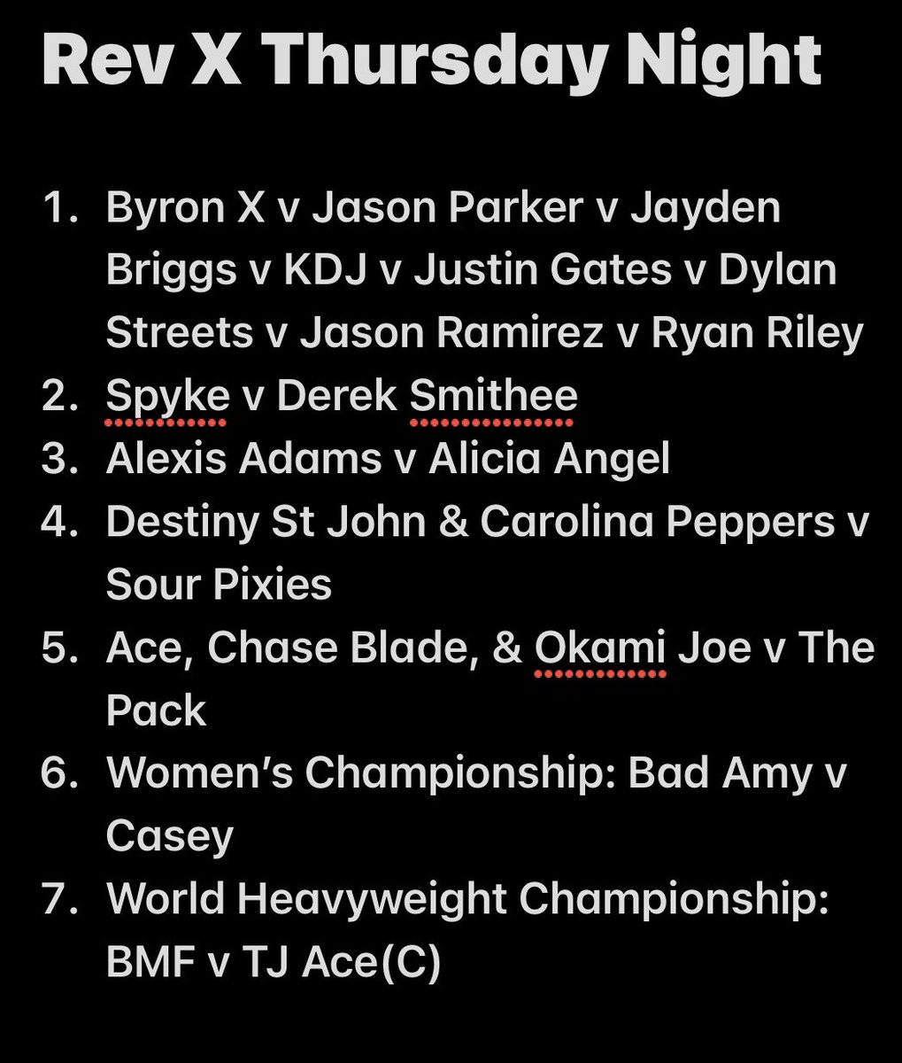 7:05pmest 
<a href="/TheRealByronX/">Byron X</a> @Jason_Parker_21 <a href="/GrecianGannicus/">Gannicus Aurelius</a> <a href="/HostDylan/">Dylan_Streets</a> <a href="/JasonJusChillin/">JasonRamirez</a> @ThyBadBoyRyu <a href="/Superior1Spyke/">Superior One Spyke</a> <a href="/derek_smithee/">Derek Smithee 👊</a> <a href="/AlexisAdamsTTV/">The Cozy Bear - Alexi-Bear</a> @MissCandySkull @SuperbadPixie <a href="/AllHeartAce/">“All Heart” Ace</a> <a href="/Fear_ThePack/">The Multi-Time Tag Team Champions</a> @KDOGWRESWORLD <a href="/CaseyKuro/">⭐️RETIRED⭐️Casey</a> <a href="/TJ__1/">ＴＪ</a>