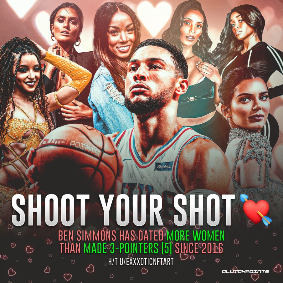 NBAMemes's tweet photo. Just a daily reminder that Ben Simmons is shooting better off the court than on the court 😆 https://t.co/MmKSotZFbe