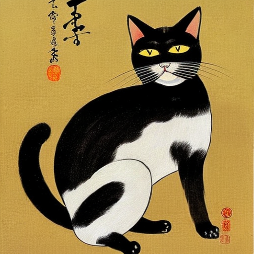GMです☀
案出しに使えればと思ってAI触ってて、とりあえずお試しに日本画風な猫の絵を出そうとしたら、めっちゃドヤ顔の飼い主と猫が出てきた。たぶんこれは伊藤若冲さんだと思われる…🤔
何度かやりなおしてみてまあまあ日本画っぽい猫になったよ🐈
