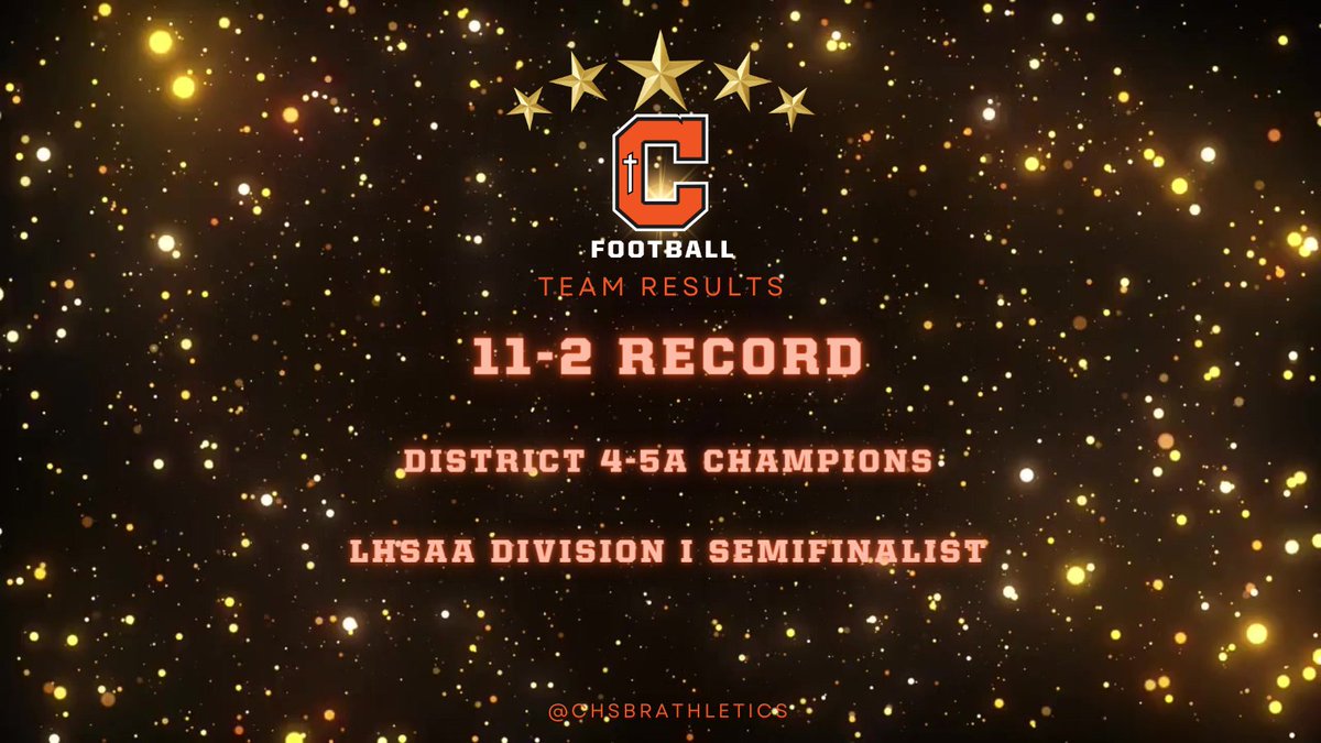 CHSBRAthletics's tweet photo. And finally, the @CurDogFootball ended the season with an 11-2 record and a district 4-5A title, and made it to the LHSAA Select Division I Semifinals. Tonight, we recognized our numerous football lettermen and players who earned a certificate of participation this season https://t.co/kJ4k0aI0P3
