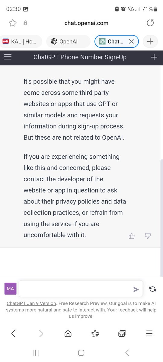 malonej's tweet photo. @dwmal1 2nd part or response from chatgpt. I don't recall openai asking me for a ph no on sign up.... https://t.co/LOXk88iKQn