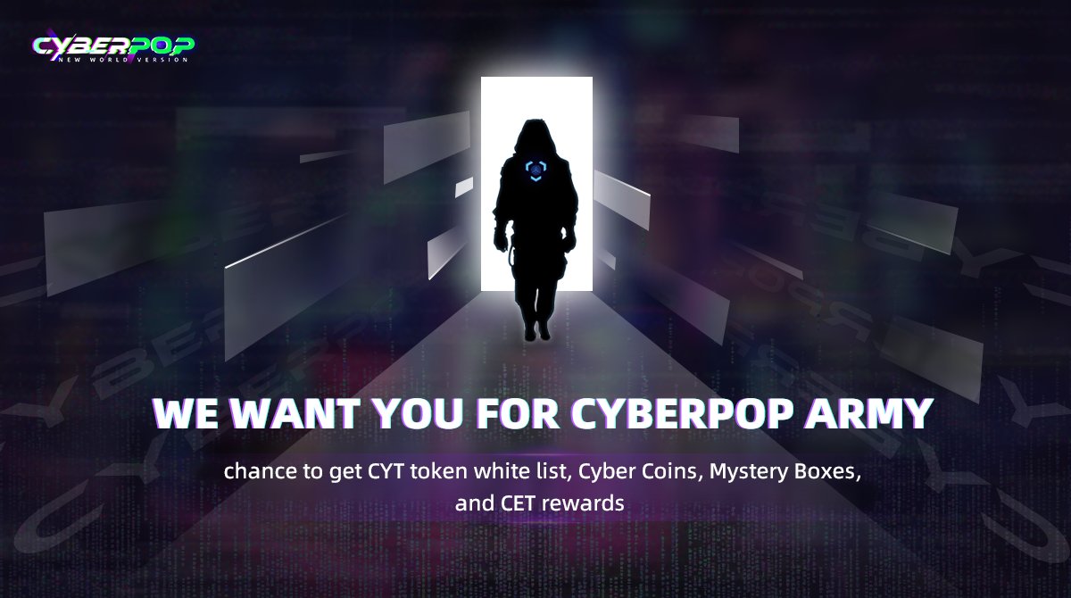 Cyberpoppers, let's join the Cyberpop army to guard and expand the territory of this metaverse.🦸

For more detailed info👇
medium.com/@Cyberpopmetav…