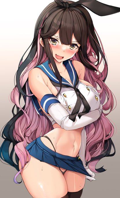 まともに長波サマ描いてなかったので練習兼ねて島風服の長波サマでございます。おっぱい強調させたかったのに何故か下半身が強調されてる。
差分は表情とスカート無しVerです。ただスカートある方がエロいよね…なんだこの服…… 