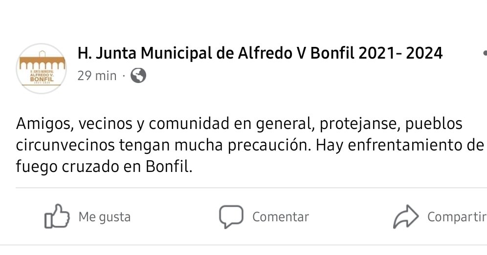 enlabarra's tweet photo. #Campeche | Alerta la Junta Municipal de Bonfil a sus pobladores de un "enfrentamiento de fuego cruzado". https://t.co/Ir2UkNTd1D