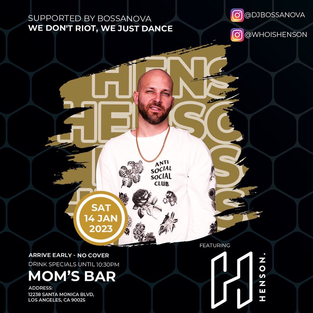 This Saturday Night if you’re in LA/Santa Monica Area. My monthly party with <a href="/whoishenson/">DJ HENSON</a> #danceparty #dancemusic #momsbarla