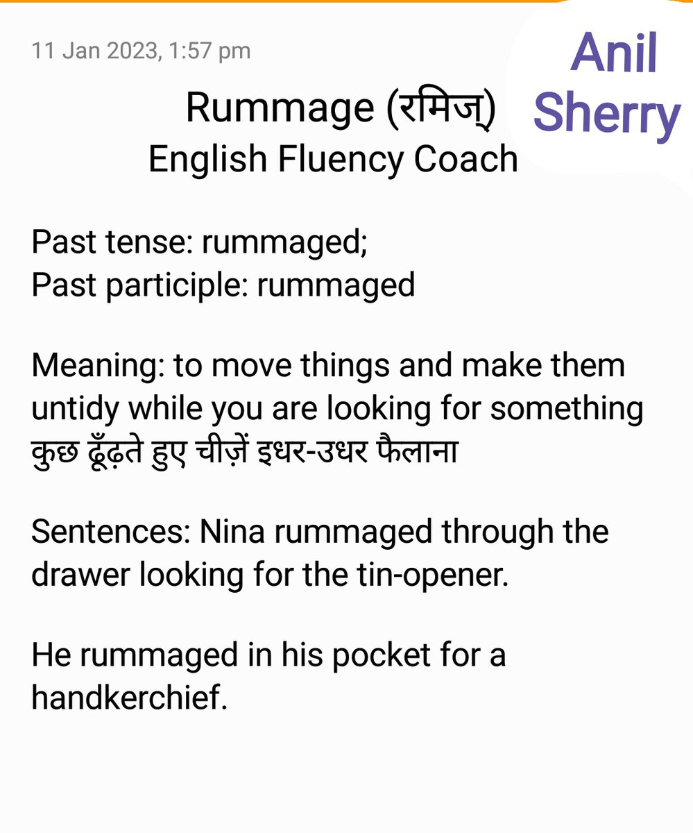 Rummage!

#anilsherry #rummage  #advancedenglish #improvebasicenglish #vocabularylearning #vocabulary #englishgrammar #dailyword #englishvocabulary #vilify #wordmeaning #verbs #advancedvocabulary #advancedverb #read #repeat #speak