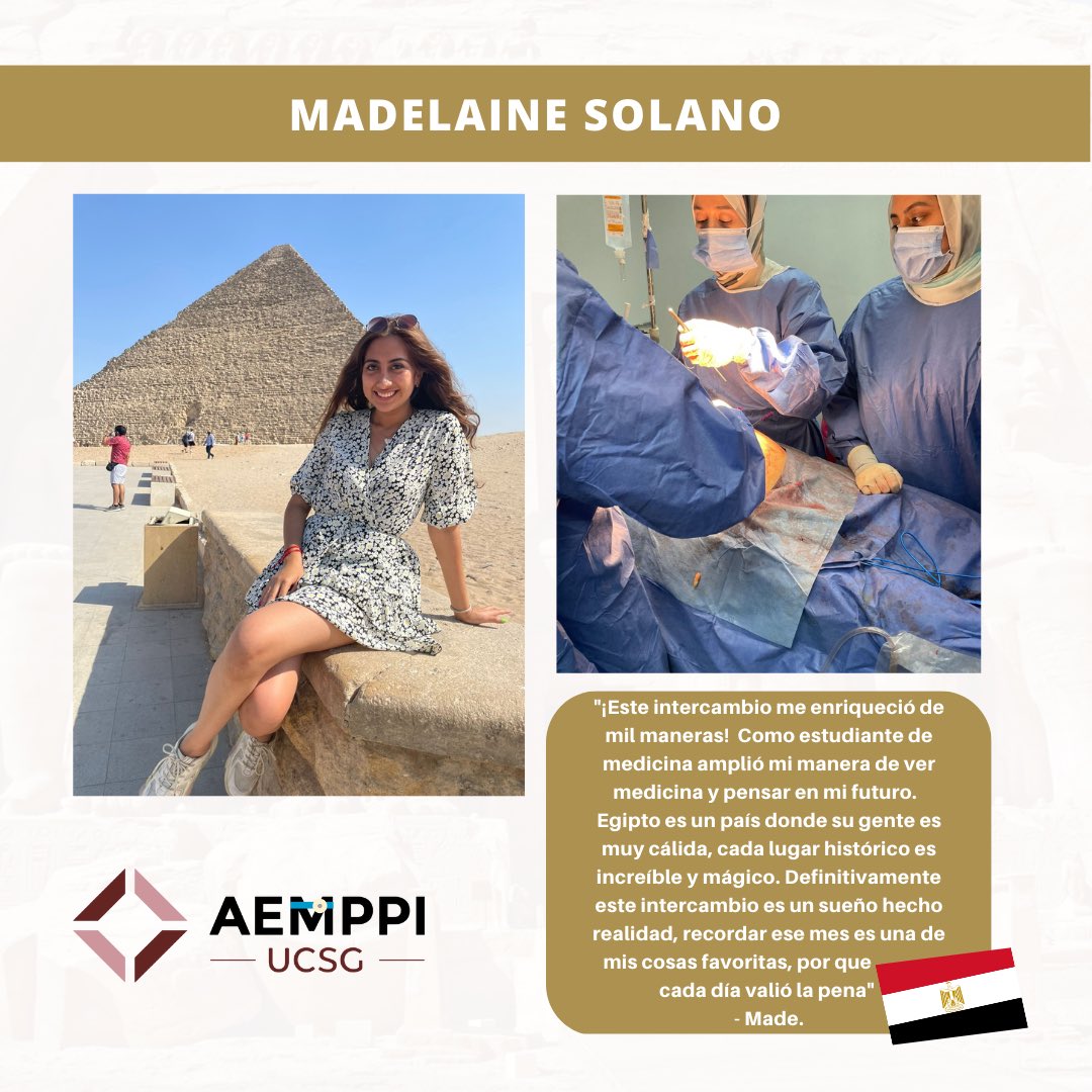 AemppiU's tweet photo. AEMPPI UCSG te comparte la experiencia de a Madelaine y Cesar en su intercambio SCOPE modalidad BETTER TOGETHER 🇪🇨 

Madelaine y Cesar realizaron su intercambio en Egipto en el pasado mes de agosto. 🇪🇬
Nos alegra ver como nuestros miembros activos cumplen sus sueños.✨ https://t.co/KZhQM4MHfK