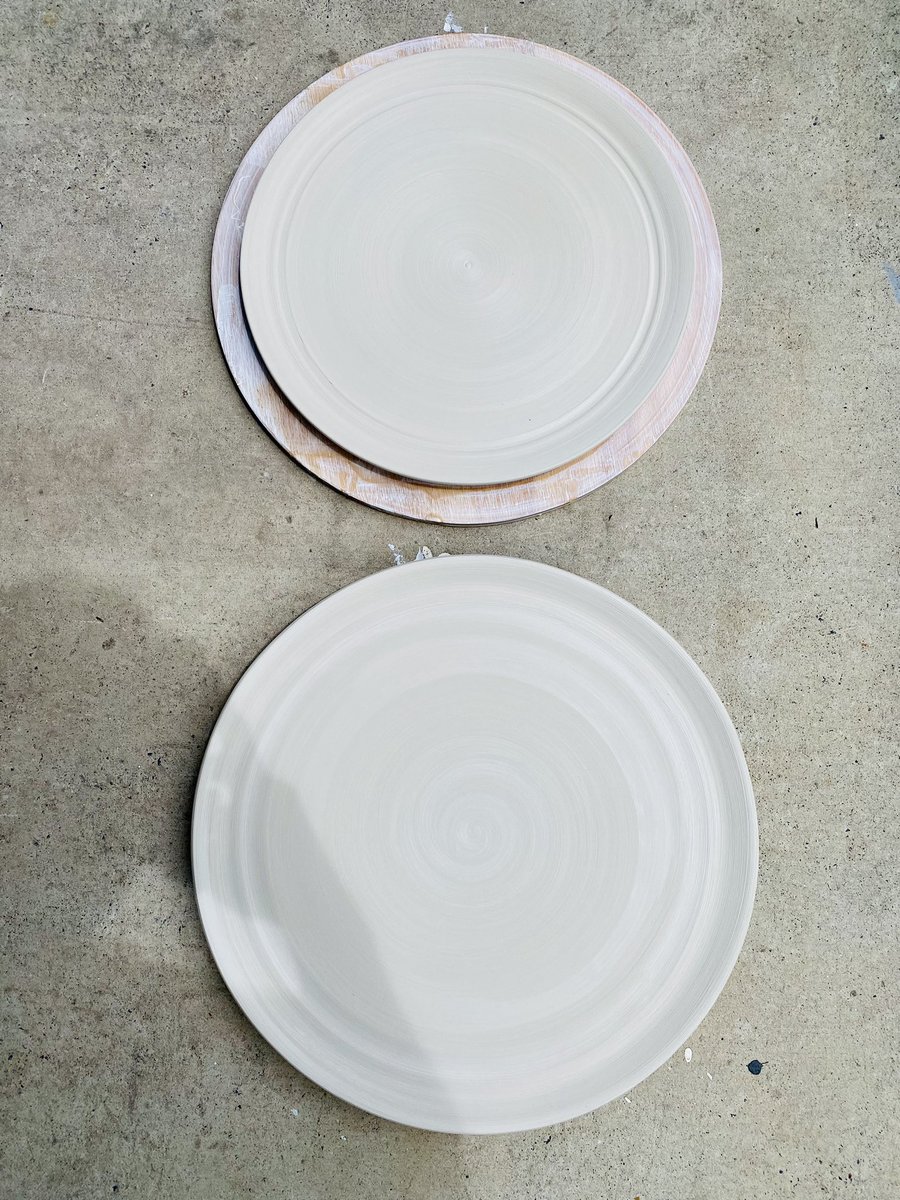 CampAssCreation's tweet photo. Some large platters fresh off the throwing wheel. Currently drying to a leather hard consistency. ✨ https://t.co/2ldzG7VFiF